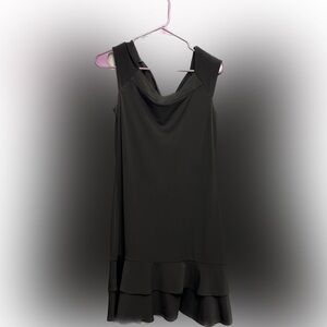 White House Black Market Ruffled Layered Party Event Black Dress S EUC 50% OFF